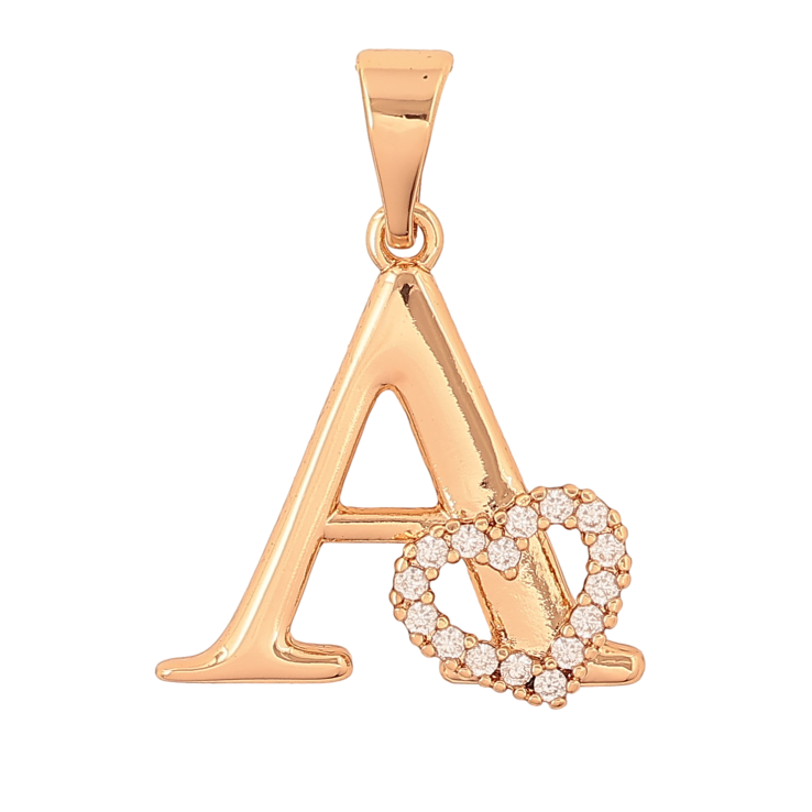Кулон Xuping цвет Позолота 18K "Буква A с сердечком" для цепочки до 7мм фото №6