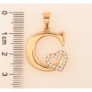 Кулон Xuping цвет Позолота 18K "Буква C с сердечком" для цепочки до 7мм фото №2