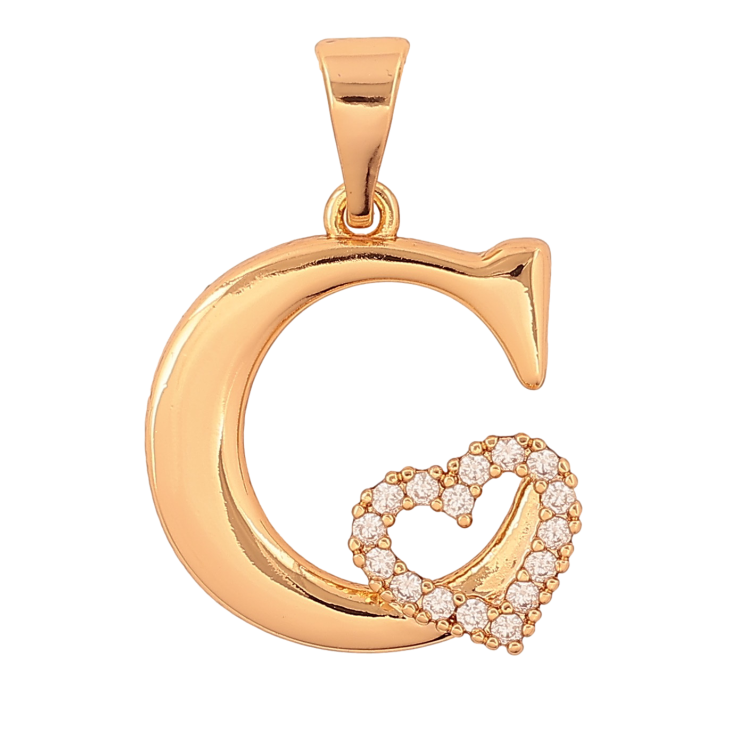 Кулон Xuping цвет Позолота 18K "Буква C с сердечком" для цепочки до 7мм фото №8