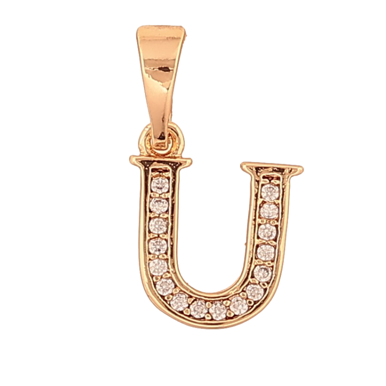 Кулон Xuping колір Позолота 18K "Літера U з кристалами" для ланцюжка до 5мм фото №2