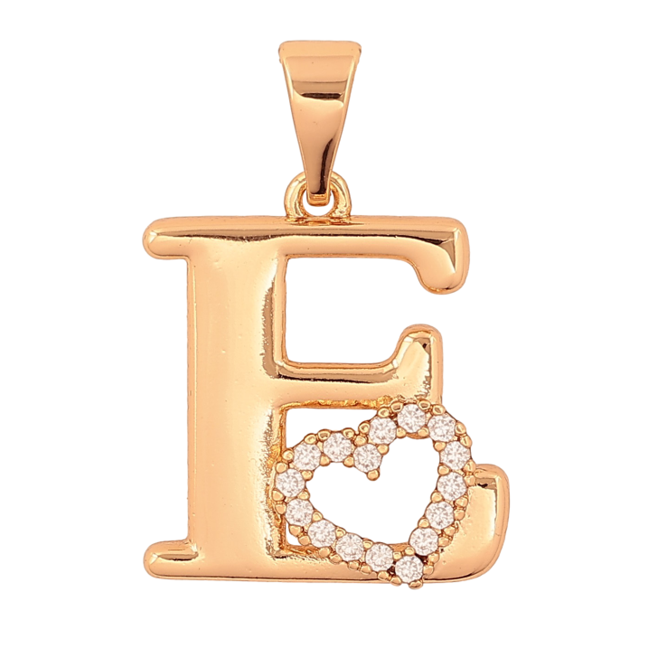 Кулон Xuping цвет Позолота 18K "Буква E с сердечком" для цепочки до 7мм фото №10