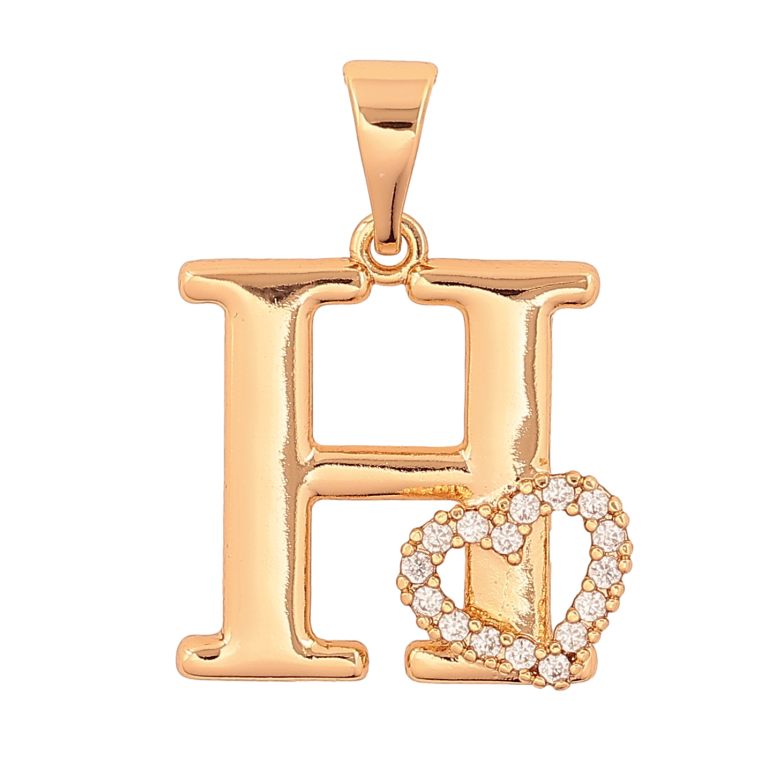 Кулон Xuping цвет Позолота 18K "Буква H с сердечком" для цепочки до 7мм фото №1