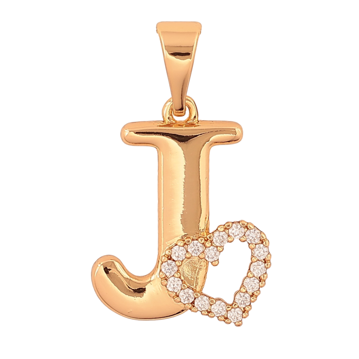 Кулон Xuping цвет Позолота 18K "Буква J с сердечком" для цепочки до 7мм фото №14