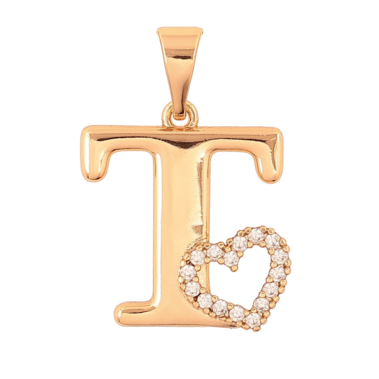 Кулон Xuping цвет Позолота 18K "Буква T с сердечком" для цепочки до 7мм фото №22
