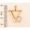 Кулон Xuping цвет Позолота 18K "Буква V с сердечком" для цепочки до 7мм фото №2