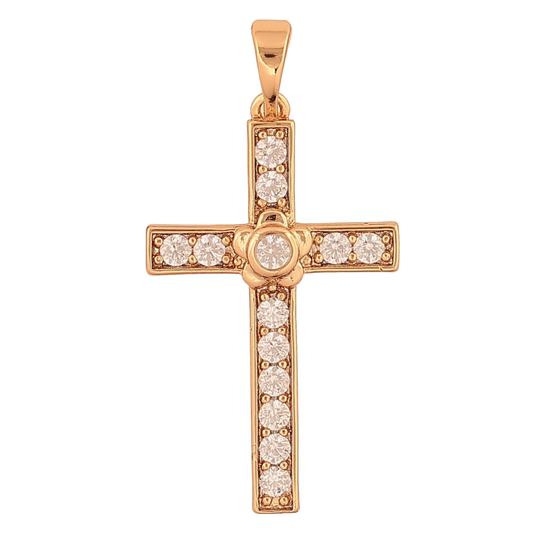 Кулон Xuping колір Позолота 18K "Хрест з кристалами" для ланцюжка до 5мм фото №1 Кулон Xuping колір Позолота 18K "Хрест з кристалами" для ланцюжка до 5мм фото №1