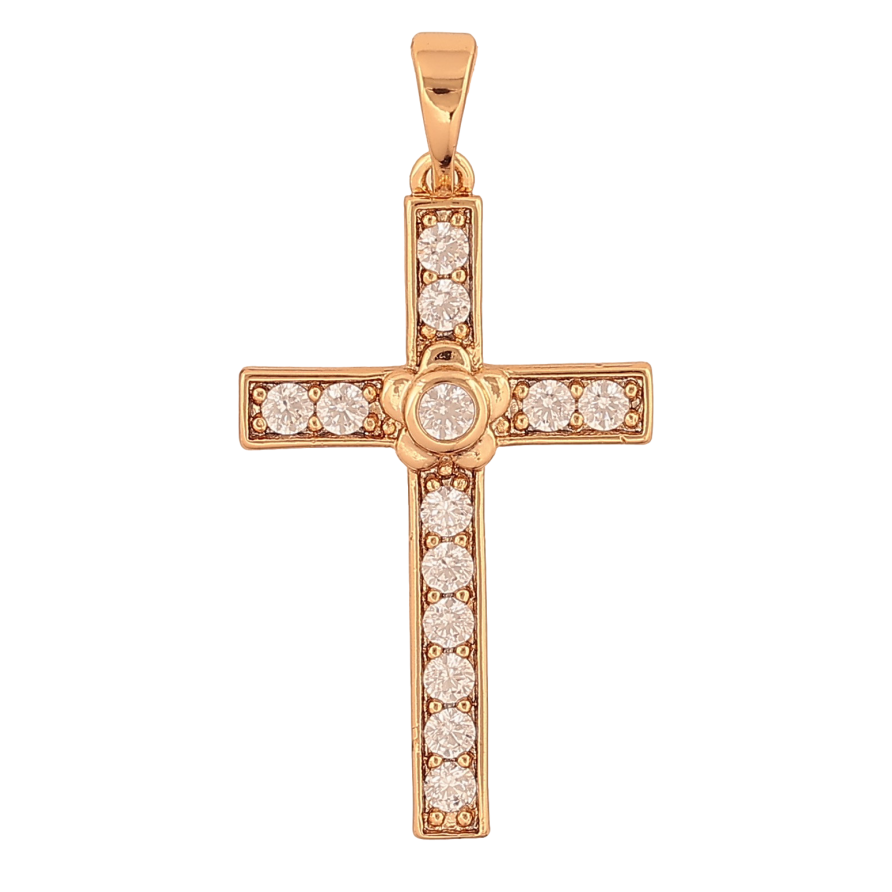 Кулон Xuping колір Позолота 18K "Хрест з кристалами" для ланцюжка до 5мм фото №1 Кулон Xuping колір Позолота 18K "Хрест з кристалами" для ланцюжка до 5мм фото №1