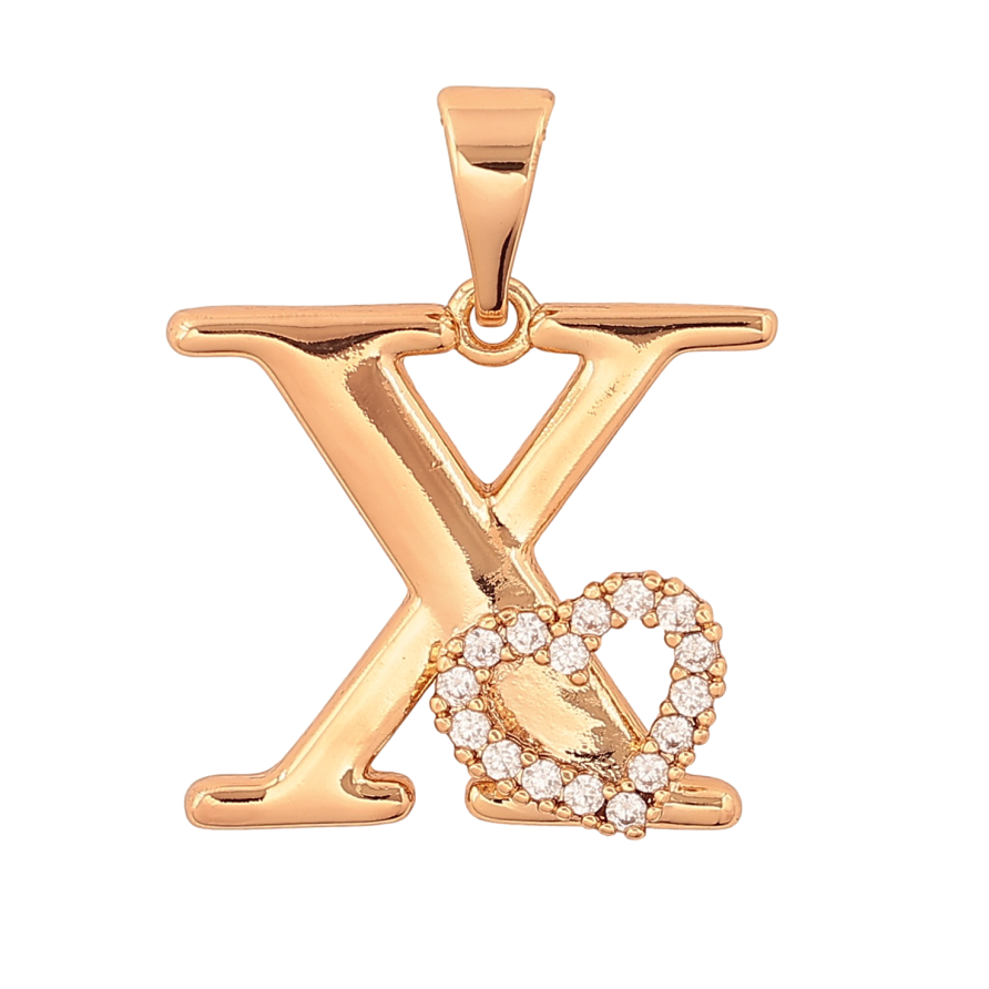 Кулон Xuping цвет Позолота 18K "Буква Х с сердечком" для цепочки до 7мм фото №1