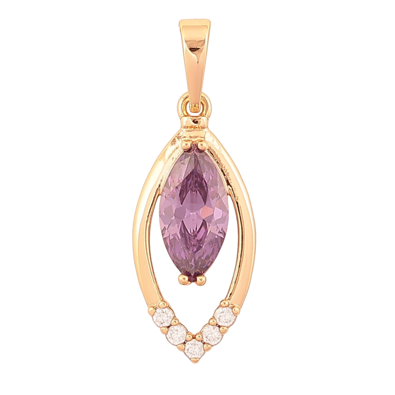 Кулон Xuping колір Позолота 18K "Пелюстка з бузковим кристалом" для ланцюжка до 6мм фото №1 Кулон Xuping колір Позолота 18K "Пелюстка з бузковим кристалом" для ланцюжка до 6мм фото №1
