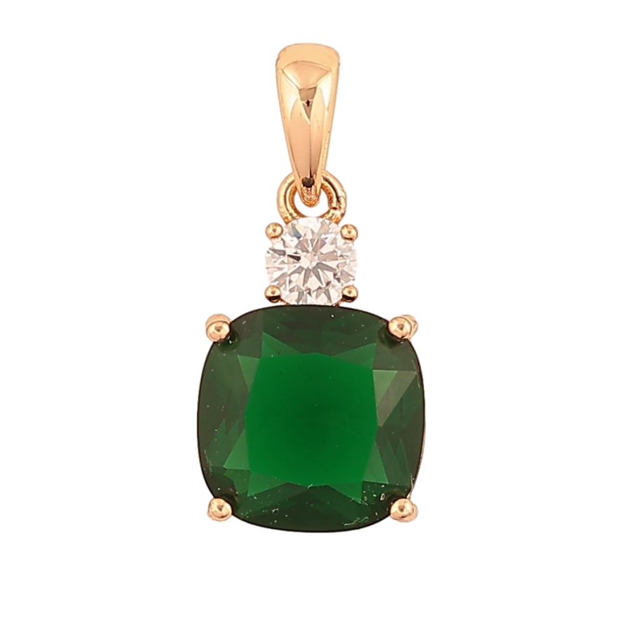 Кулон Xuping цвет Позолота 18К "Зеленый кристалл" для цепочки до 4мм фото №1