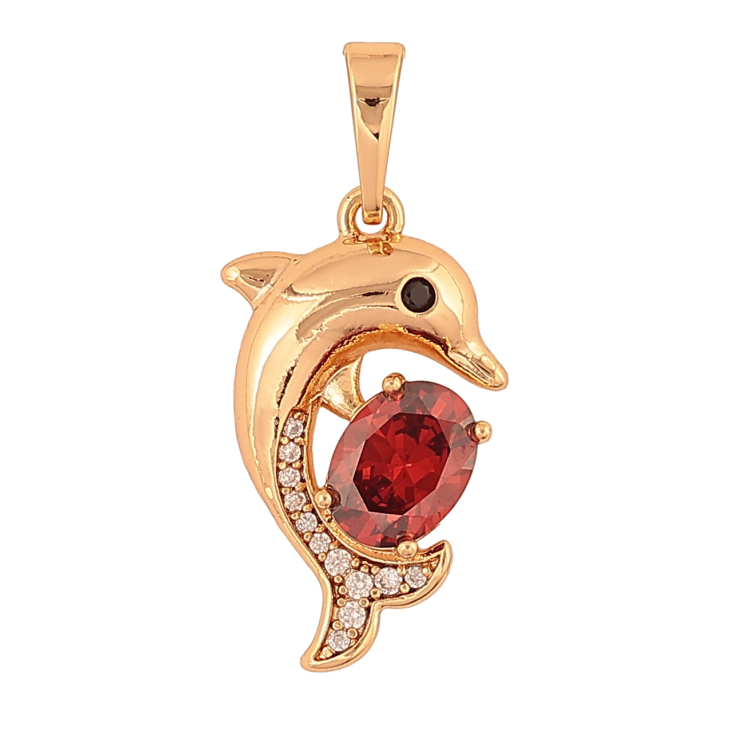 Кулон Xuping колір Позолота 18K "Дельфін з червоним кристалом" для ланцюжка до 6мм фото №21