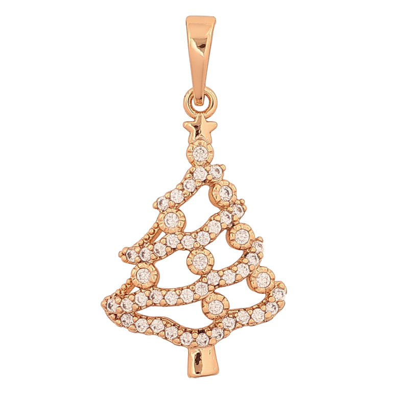 Кулон Xuping колір Позолота 18К "Новорічна ялинка з кристалами" для ланцюжка до 6мм фото №2 Кулон Xuping колір Позолота 18К "Новорічна ялинка з кристалами" для ланцюжка до 6мм фото №2