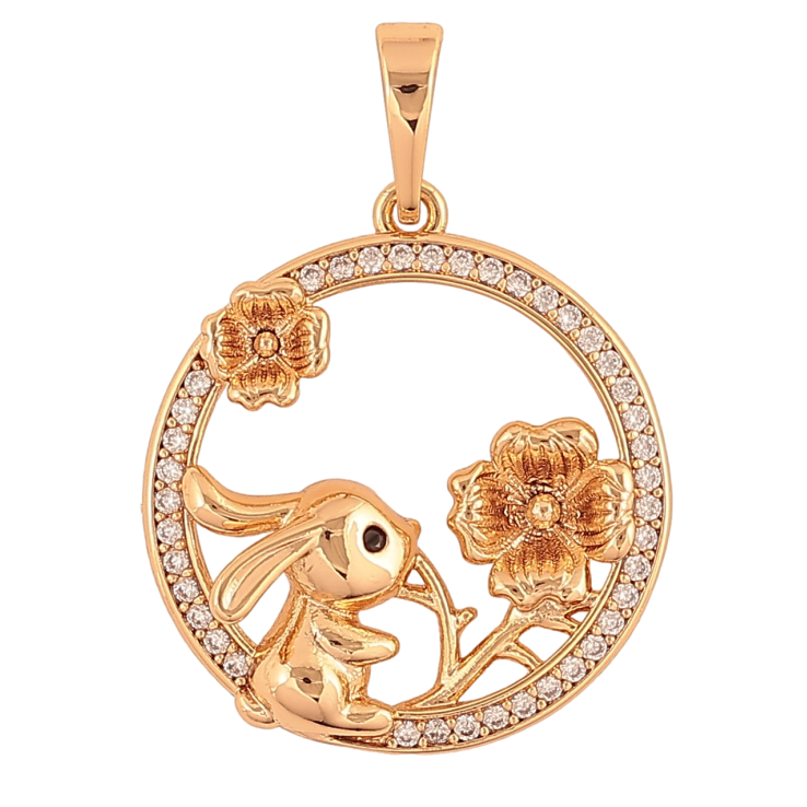 Кулон Xuping колір Позолота 18K "Зайчик з квіточкою" для ланцюжка до 6мм фото №24