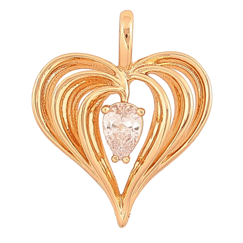 Кулон Xuping колір Позолота 18К "Серце з кристалом" для ланцюжка до 3мм фото №2