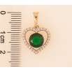 Кулон Xuping колір Позолота 18K "Серце з зеленим кристалом" для ланцюжка до 6мм фото №2