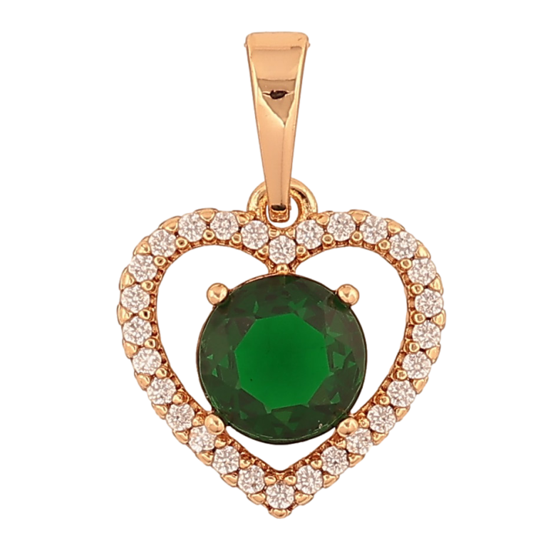 Кулон Xuping колір Позолота 18K "Серце з зеленим кристалом" для ланцюжка до 6мм фото №3