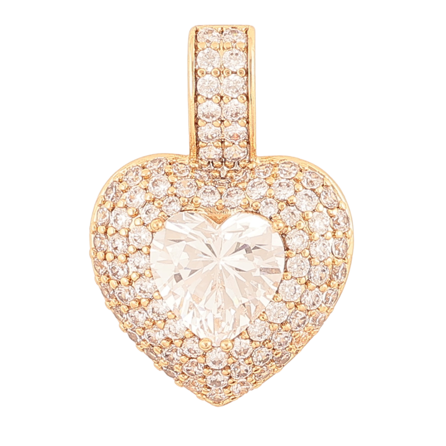 Кулон Xuping колір Позолота 18К "Серце з інкрустацією кристалами" для ланцюжка до 6мм фото №1