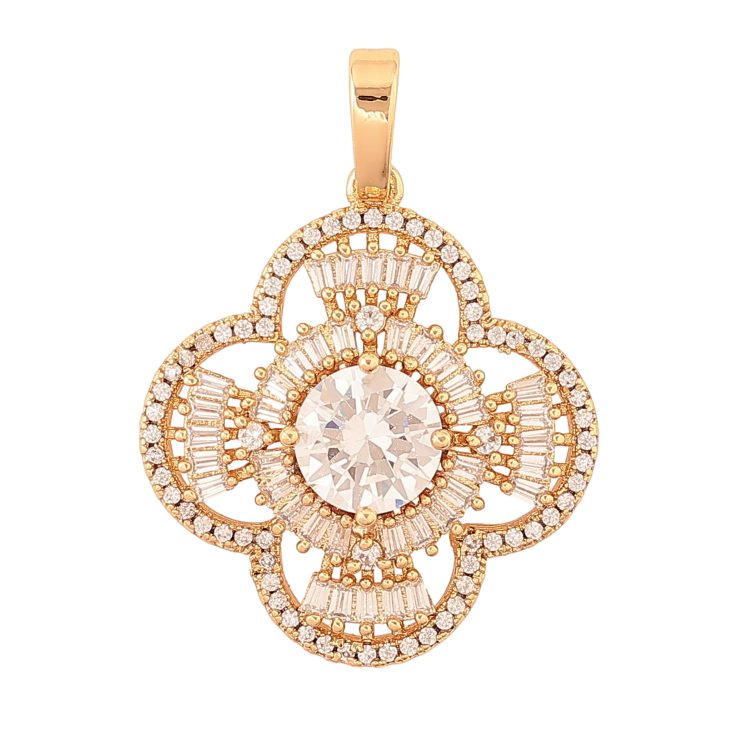 Кулон Xuping колір Позолота 18K "Квіточка з кристалами" для ланцюжка до 6мм фото №9