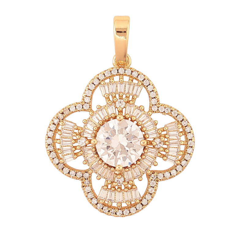 Кулон Xuping колір Позолота 18K "Квіточка з кристалами" для ланцюжка до 6мм фото №1