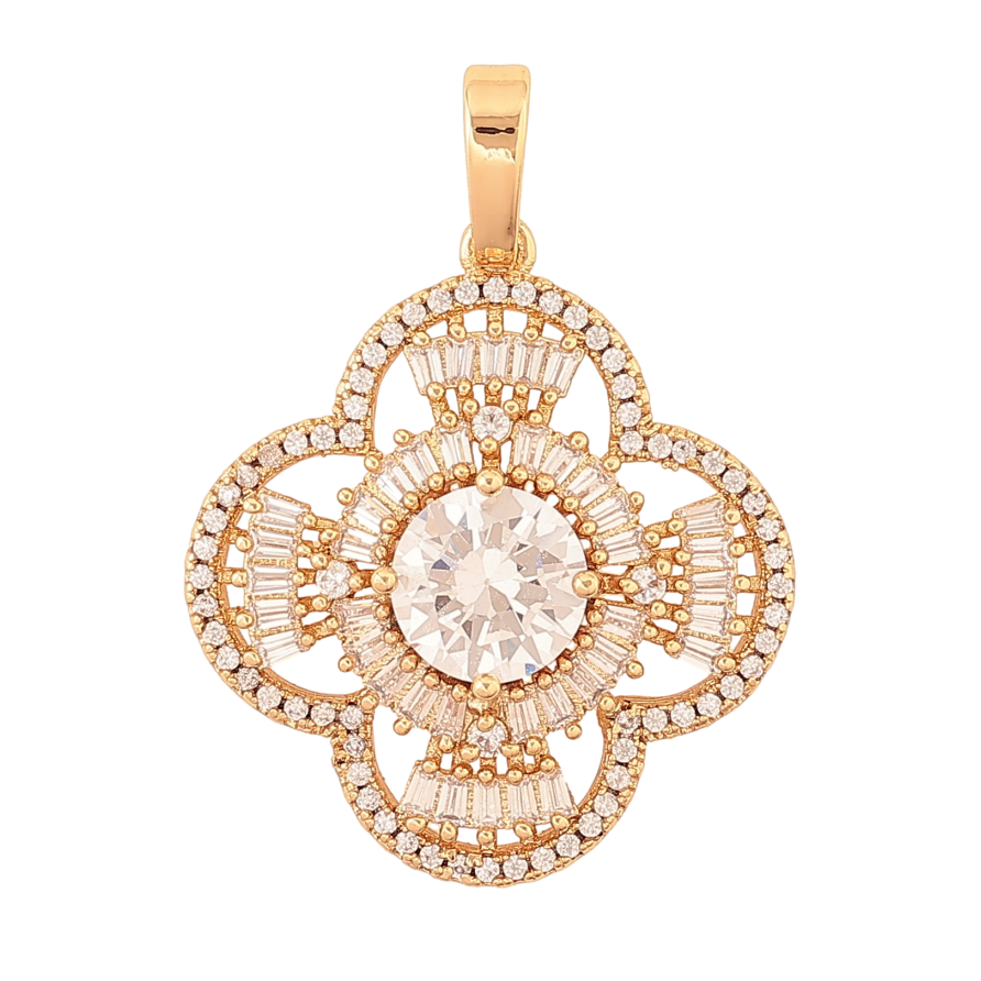 Кулон Xuping колір Позолота 18K "Квіточка з кристалами" для ланцюжка до 6мм фото №1