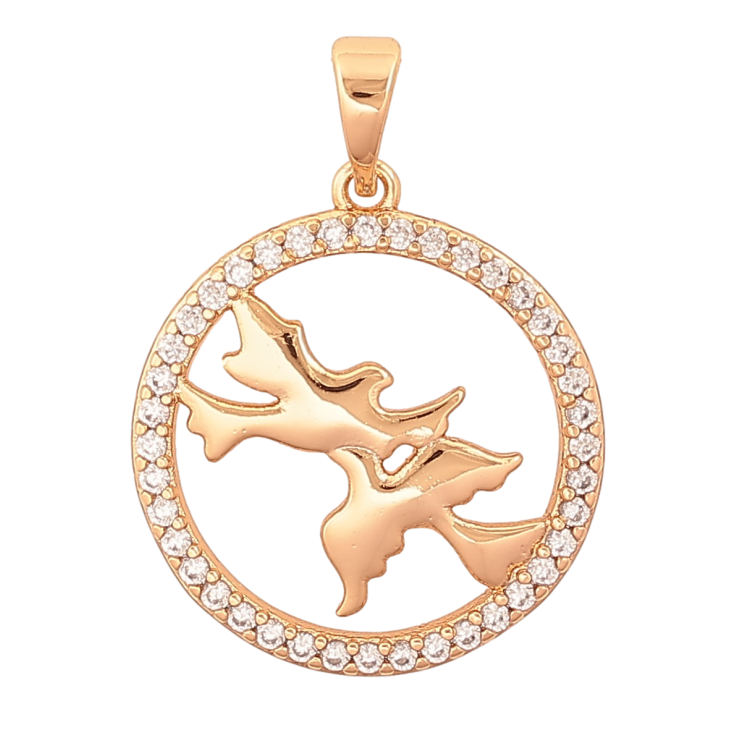 Кулон Xuping цвет Позолота 18K "Голуби в кристальном колечке" для цепочки до 5мм фото №3 Кулон Xuping цвет Позолота 18K "Голуби в кристальном колечке" для цепочки до 5мм фото №3