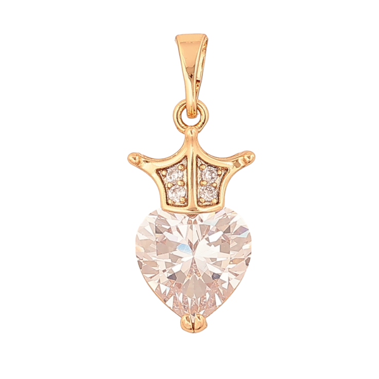Кулон Xuping цвет Позолота 18К "Кристальное сердечко с короной" для цепочки до 5мм фото №25