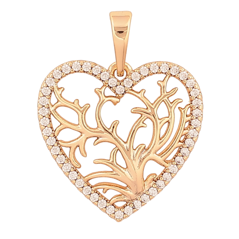 Кулон Xuping колір Позолота 18К "Сердечко з кристалами" для ланцюжка до 6мм фото №1