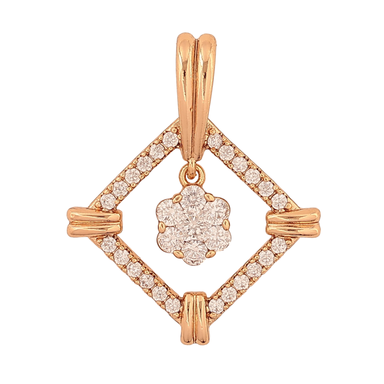 Кулон Xuping цвет Позолота 18K "Ромб с кристальным цветочком" для цепочки до 5мм фото №1