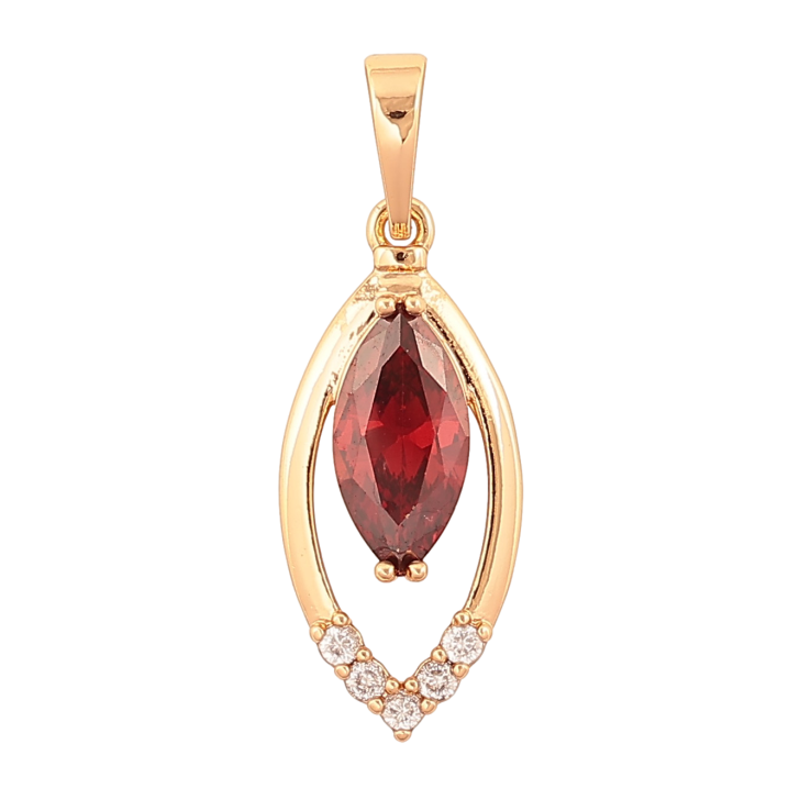 Кулон Xuping колір Позолота 18K "Пелюстка з червоним кристалом" для ланцюжка до 6мм фото №8 Кулон Xuping колір Позолота 18K "Пелюстка з червоним кристалом" для ланцюжка до 6мм фото №8
