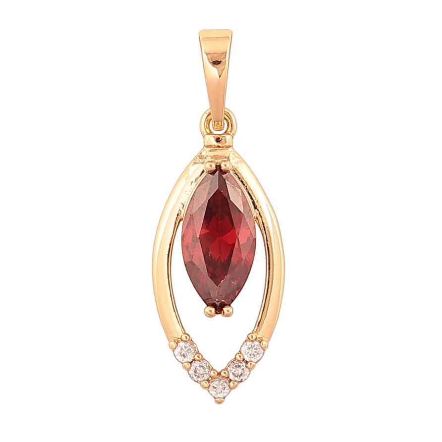Кулон Xuping колір Позолота 18K "Пелюстка з червоним кристалом" для ланцюжка до 6мм фото №1 Кулон Xuping колір Позолота 18K "Пелюстка з червоним кристалом" для ланцюжка до 6мм фото №1
