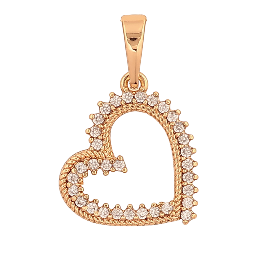 Кулон Xuping колір Позолота 18К "Серце з кристалами" для ланцюжка до 6мм фото №1