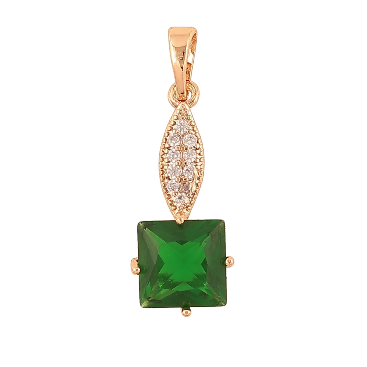 Кулон Xuping колір Позолота 18K "Візерунок із зеленим кристалом" для ланцюжка до 5мм фото №17