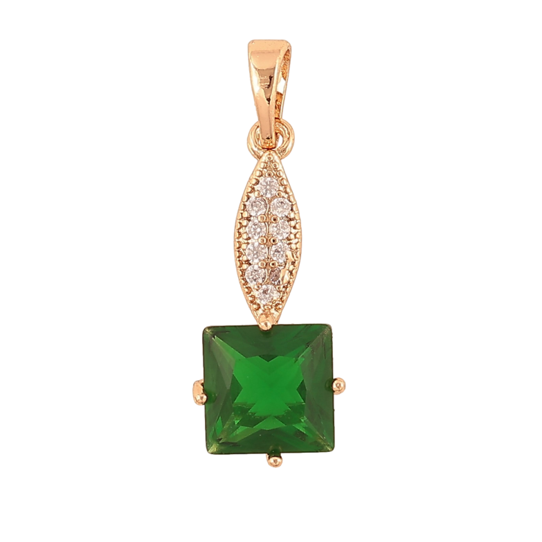 Кулон Xuping цвет Позолота 18K "Узор с зеленым кристаллом" для цепочки до 5мм фото №1