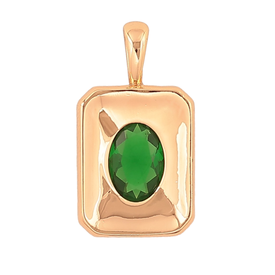 Кулон Xuping цвет Позолота 18K "Вставка зеленый кристалл" для цепочки до 4мм фото №1