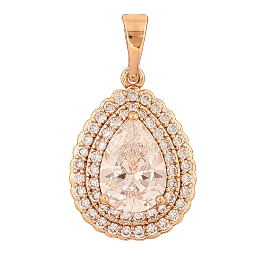 Кулон Xuping цвет Позолота 18K "Капелька с инкрустацией кристаллами" для цепочки до 5мм фото №1