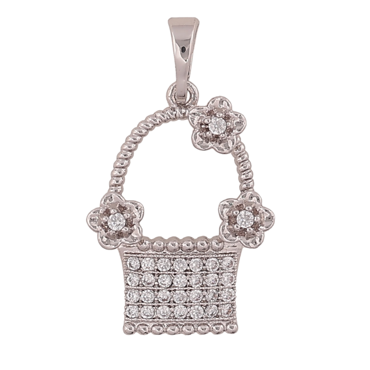 Кулон Xuping колір Родій "Квітковий кошик з кристалами" для ланцюжка до 5мм фото №9