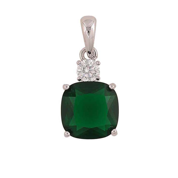 Кулон Xuping цвет Родий "Зеленый кристалл" для цепочки до 4мм фото №3 Кулон Xuping цвет Родий "Зеленый кристалл" для цепочки до 4мм фото №3