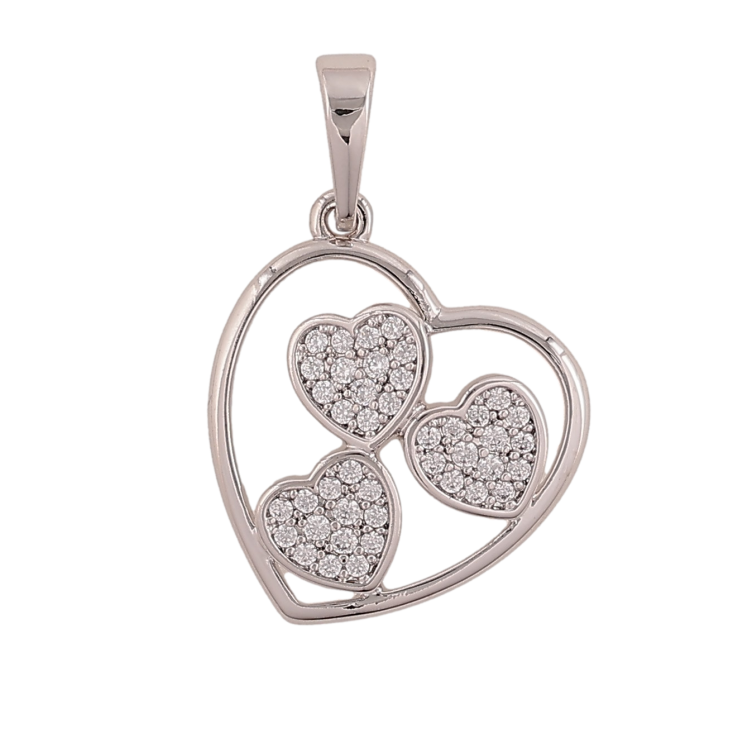 Кулон Xuping цвет Родий "Сердечки" для цепочки до 6мм фото №15