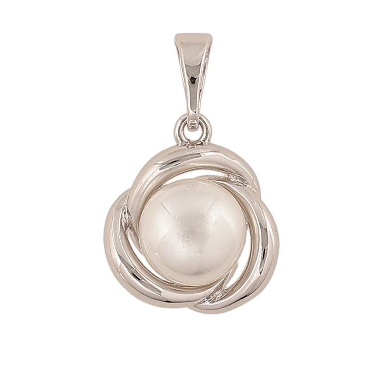 Кулон Xuping цвет Родий "Цветочек с жемчужиной" для цепочки до 5мм фото №1