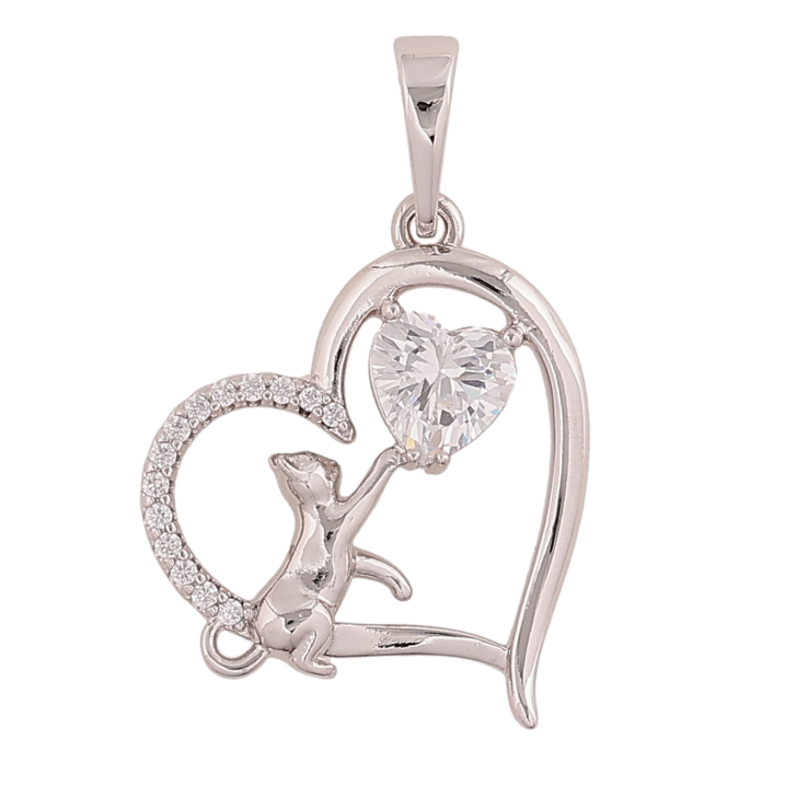 Кулон Xuping цвет Родий "Сердечко с котиком" для цепочки до 6мм фото №17 Кулон Xuping цвет Родий "Сердечко с котиком" для цепочки до 6мм фото №17