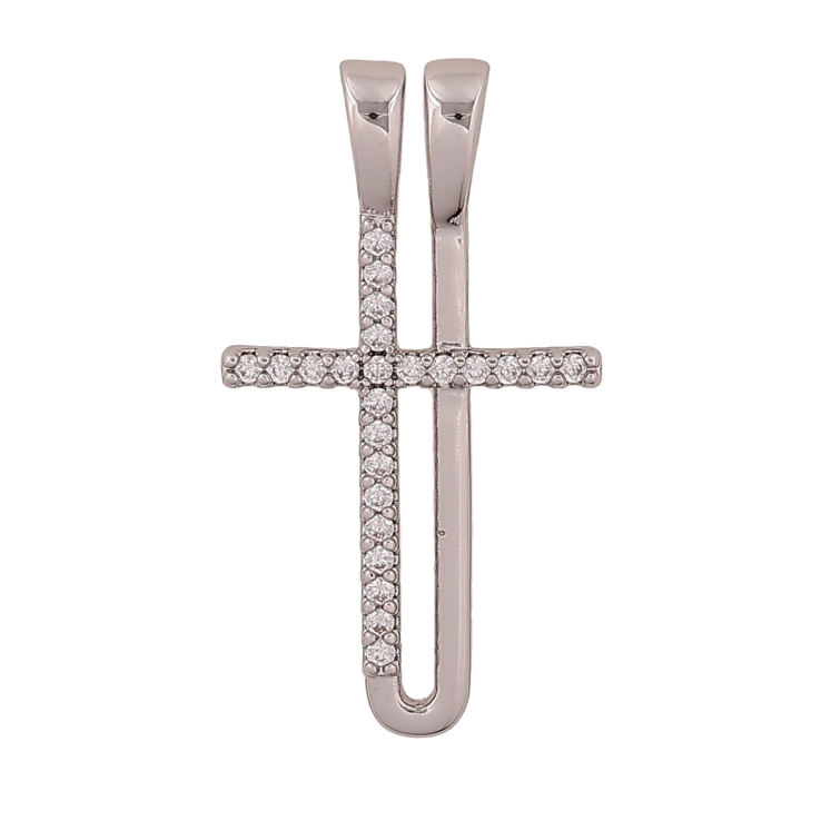 Кулон Xuping цвет Родий "Крест с кристаллами" для цепочки до 4мм фото №16