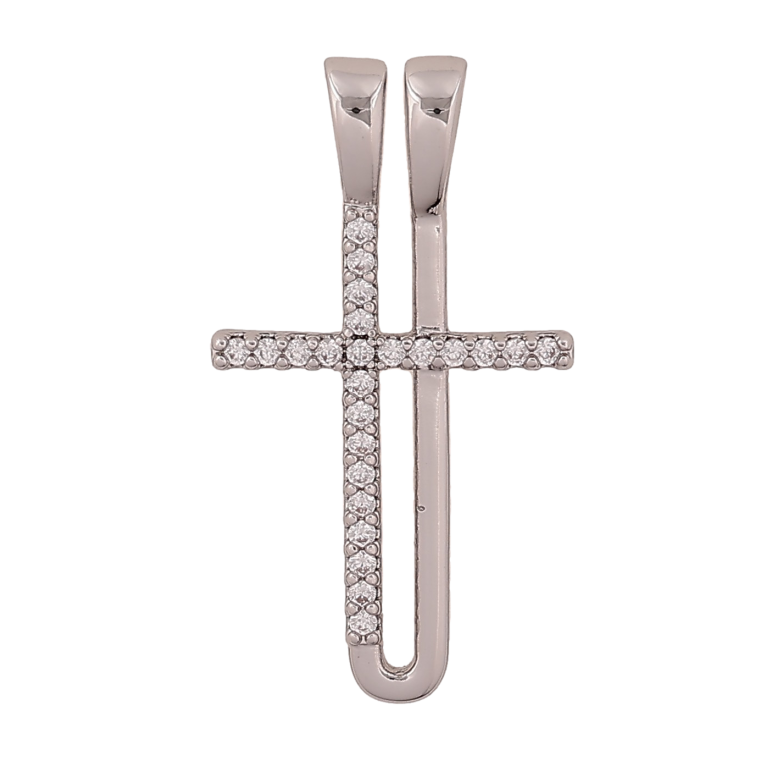 Кулон Xuping колір Родій "Хрест з кристалами" для ланцюжка до 4мм фото №1