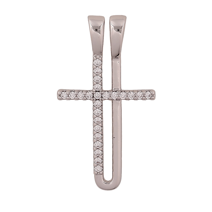 Кулон Xuping цвет Родий "Крест с кристаллами" для цепочки до 4мм фото №1