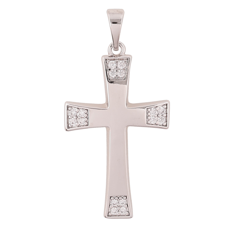 Кулон Xuping цвет Родий "Крест с кристаллами" для цепочки до 5мм фото №1