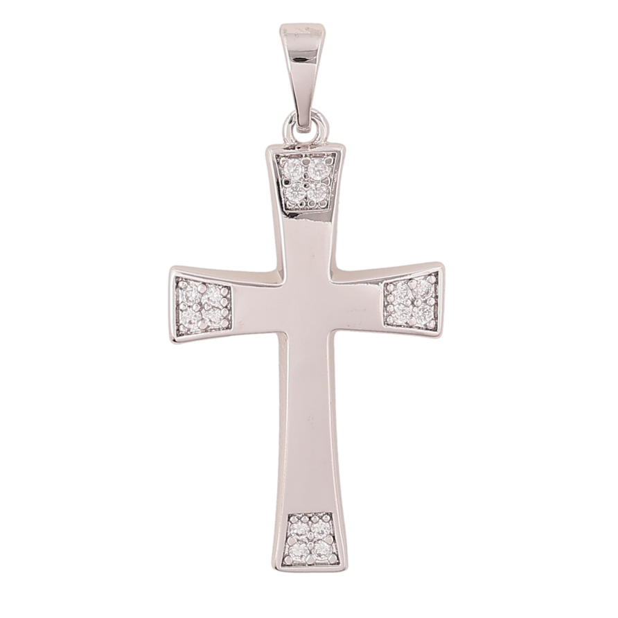 Кулон Xuping цвет Родий "Крест с кристаллами" для цепочки до 5мм фото №1