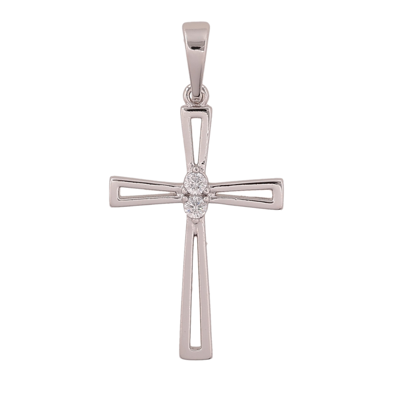 Кулон Xuping колір Родій "Хрест з кристалами" для ланцюжка до 6мм фото №1