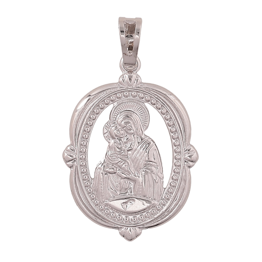 Кулон Xuping колір Родій "Ладанка Пресвята Богородиця" для ланцюжка до 5мм фото №1