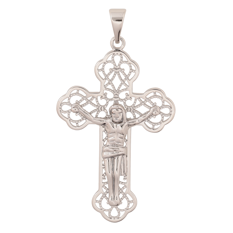 Кулон Xuping цвет Родий "Крест с Распятием" для цепочки до 7мм фото №1