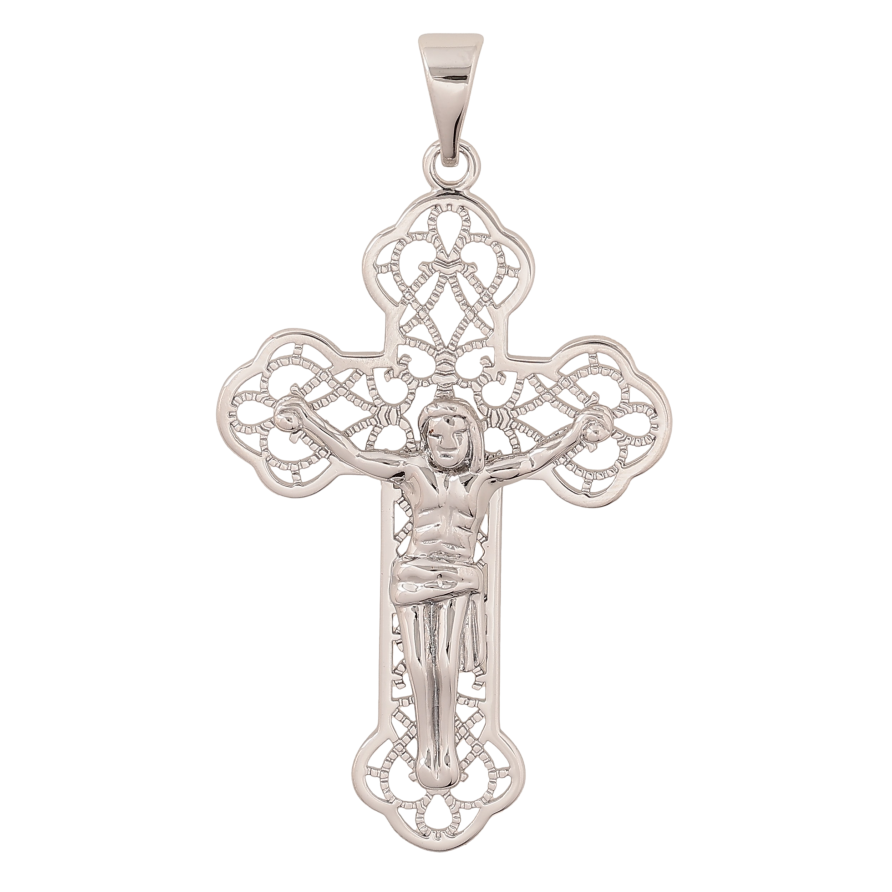 Кулон Xuping колір Родій "Хрест з Розп'яттям" для ланцюжка до 7мм фото №1