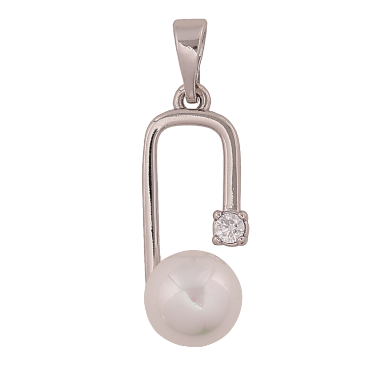 Кулон Xuping цвет Родий "Узор с жемчужиной и кристаллом" для цепочки до 5мм фото №1